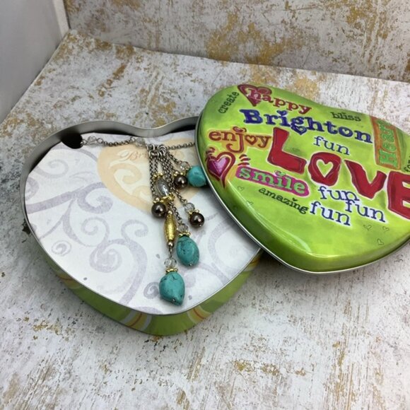 Brighton Turquoise  and Black Pearl Long Necklace with tin - Picture 3 of 7